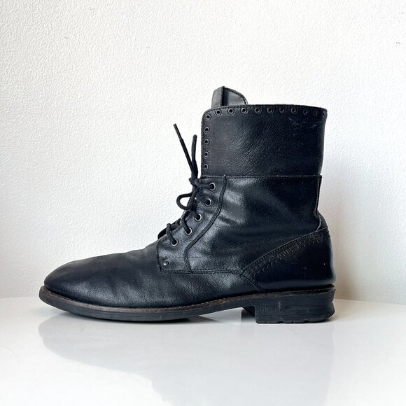 Men's Guess GMDiffer Black Leather Motorcycle Combat Ankle Boots Size 10 - Picture 3 of 8
